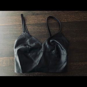 Zara Leather Crop Tank Top Size S
